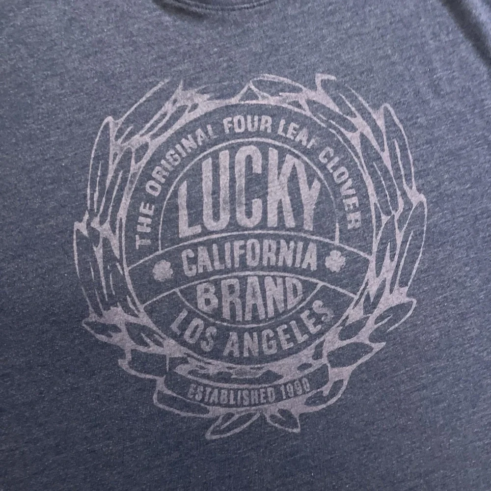 Lucky Brand T-Shirt Men's Size 2XL Blue Short Sleeve Graphic Print Los Angeles